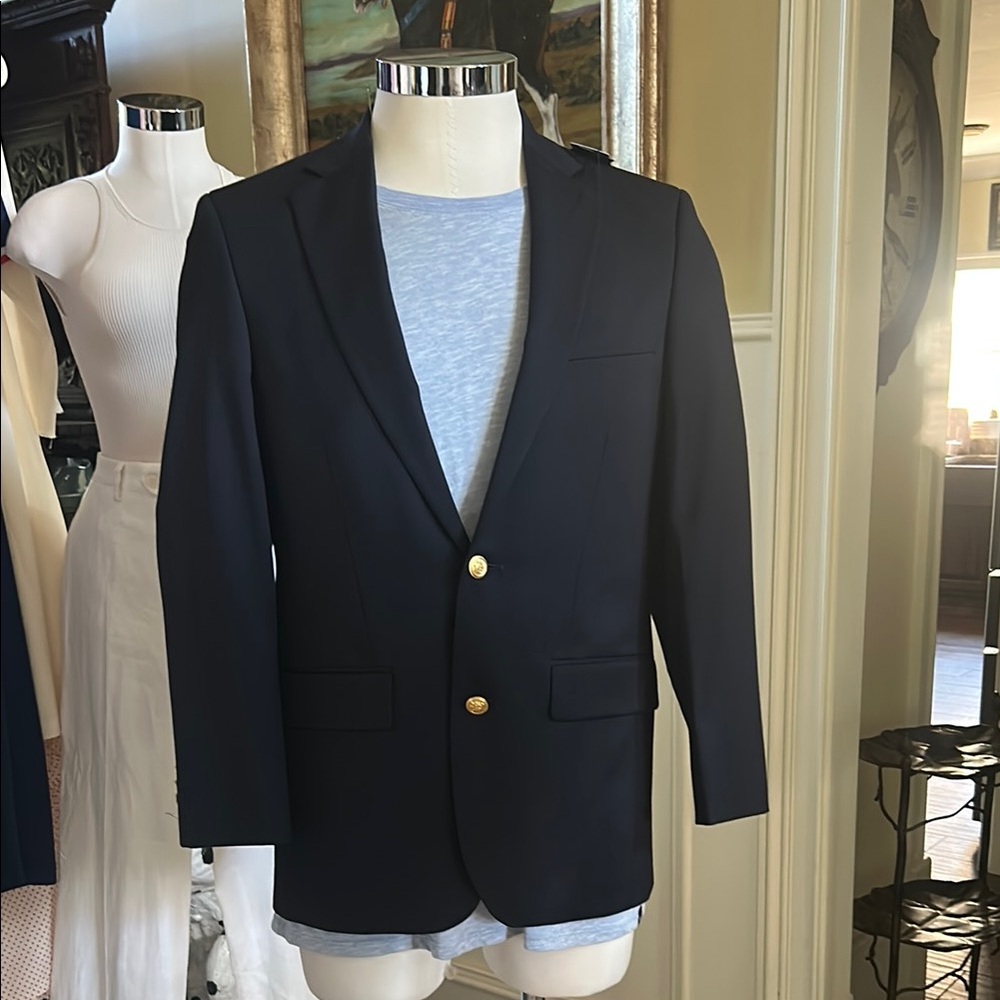 NWT Saddlebred Men’s Navy Blazer Suit Jacket with Gold Buttons Sz M